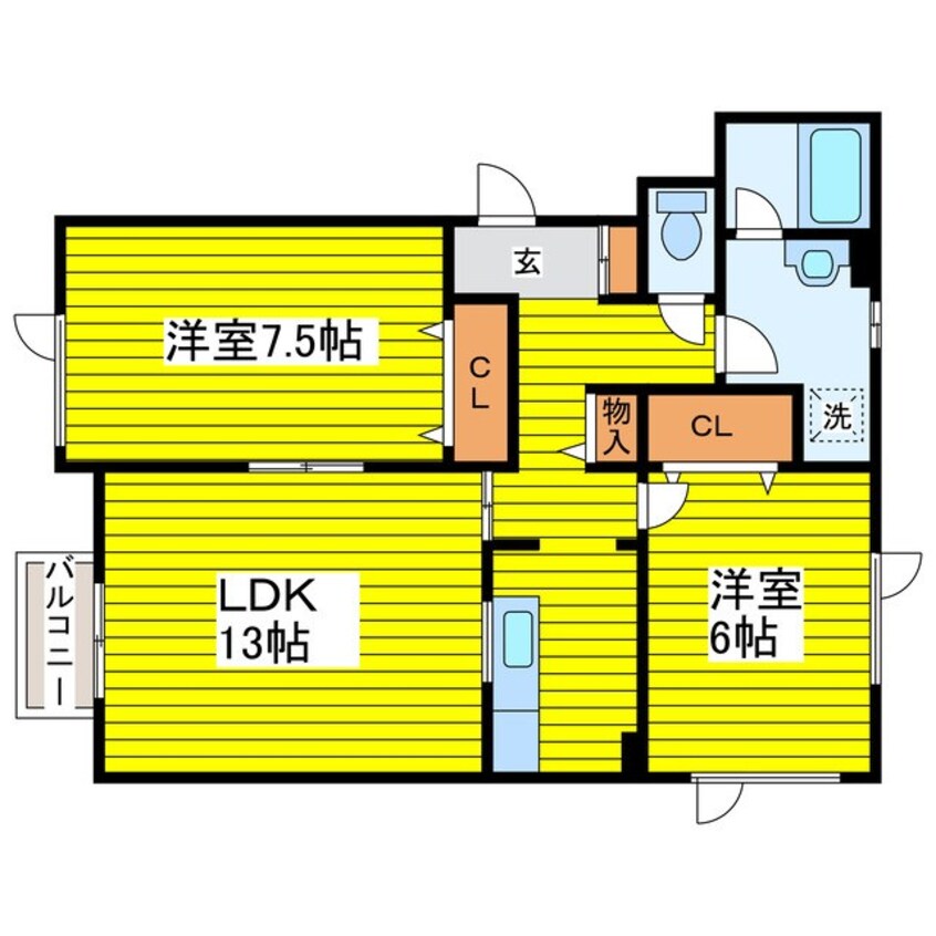 間取図 函館本線/苗穂駅 徒歩12分 2階 築25年