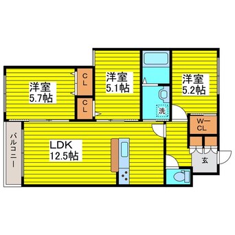 間取図 札幌市営地下鉄東豊線/東区役所前駅 徒歩14分 4階 築1年