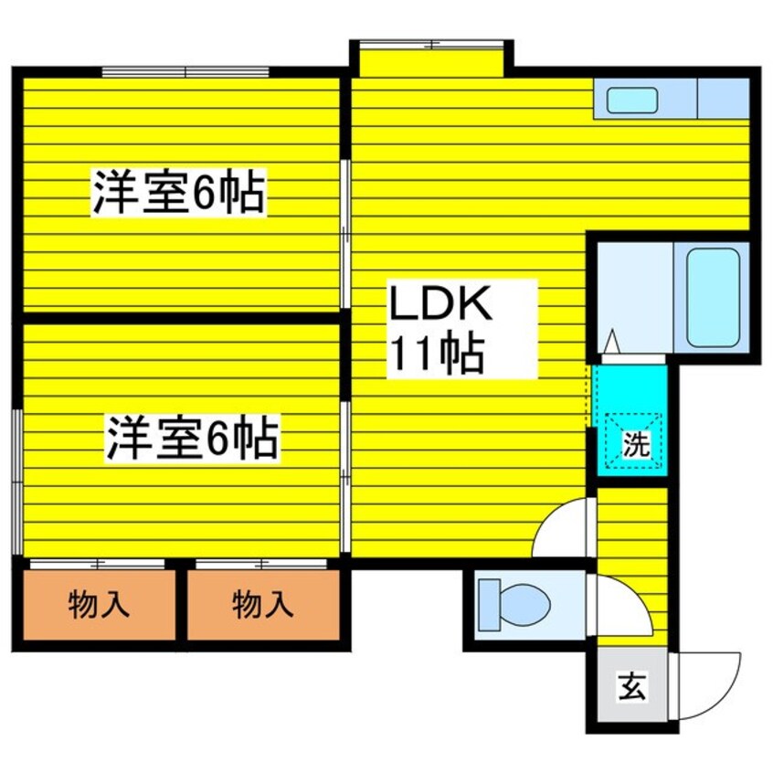 間取図 東64　伏古北口線/伏古5条4丁目 2階 築31年