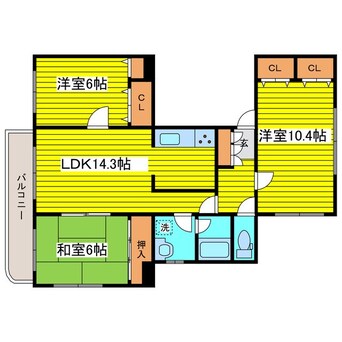 間取図 札幌市営地下鉄東豊線/環状通東駅 徒歩8分 4階 築31年