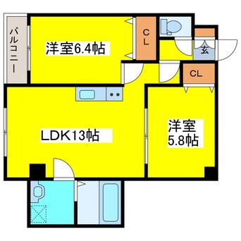 間取図 札幌市営地下鉄東豊線/東区役所前駅 徒歩13分 5階 1年未満