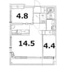 アルファスクエア元町 2LDKの間取り