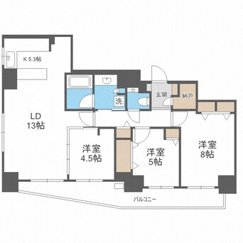 間取図 札幌市営地下鉄東豊線/北１３条東駅 徒歩1分 9階 築9年