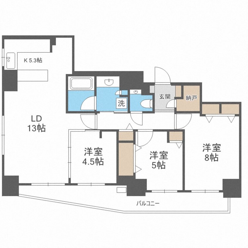 間取図 札幌市営地下鉄東豊線/北１３条東駅 徒歩1分 9階 築9年