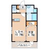 アクシス新屋敷 1LDKの間取り