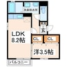 メゾン南本荘 1LDKの間取り