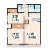 優渾水前寺 2LDKの間取り