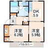 サザンクロス出水 2DKの間取り