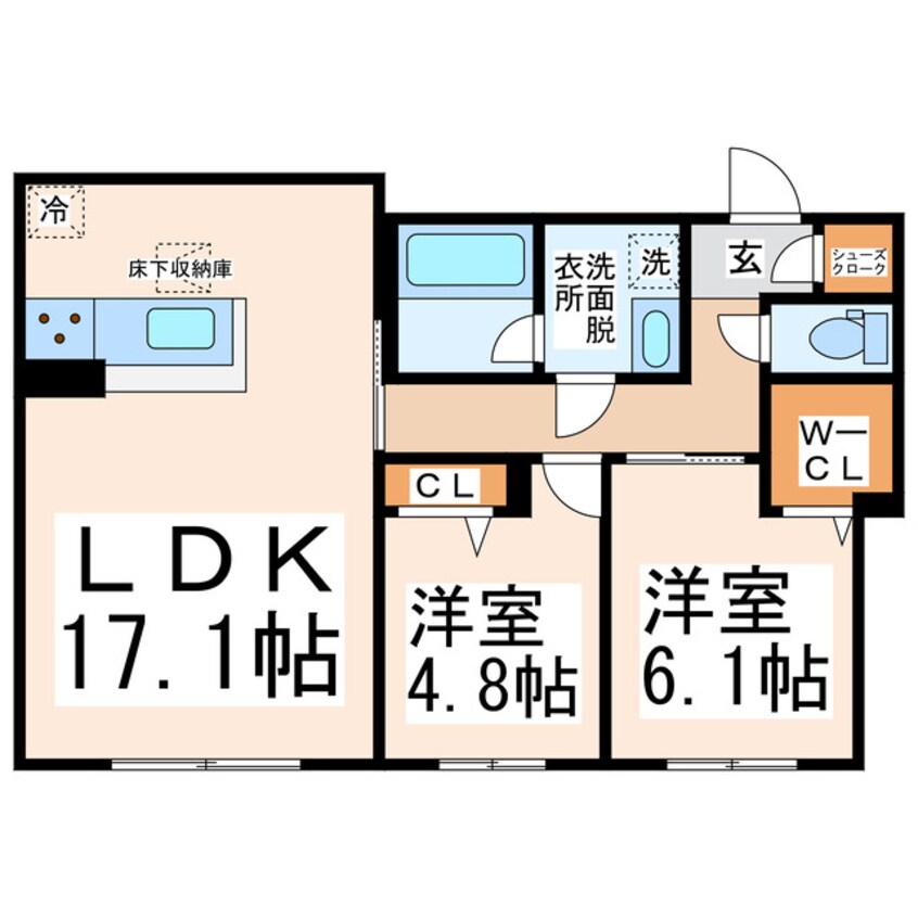 間取図 産交バス（熊本市）/保田窪四ツ角 徒歩1分 1階 築3年