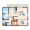 Sky・Mit平成 1LDKの間取り