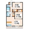 アミティエ大江 2LDKの間取り