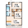 アミティエ大江 2LDKの間取り