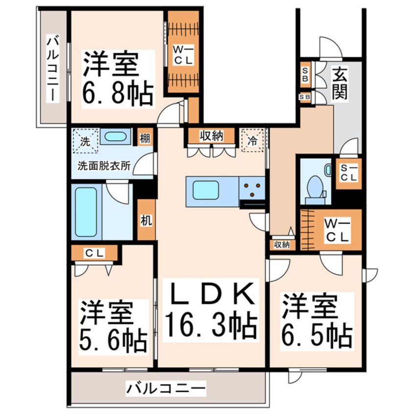 間取図 産交バス（熊本市）/東本町 徒歩4分 2階 築4年