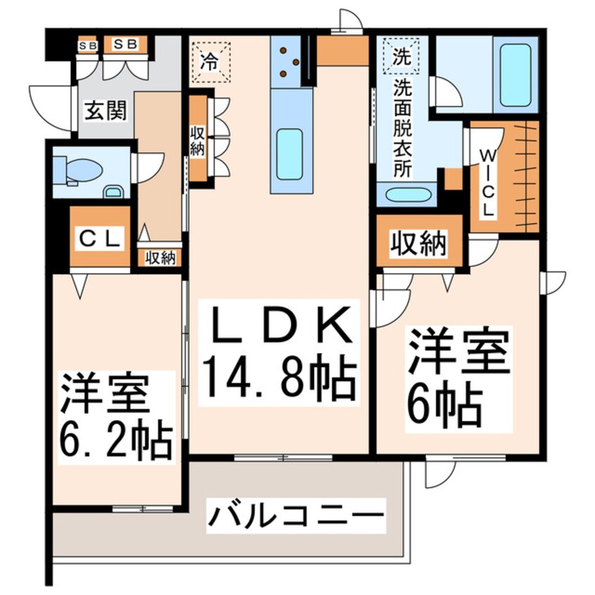 間取図 産交バス（熊本市）/東本町 徒歩4分 2階 築4年