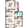 エアリー・ラブⅡA 2LDKの間取り
