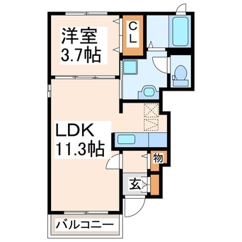 間取図 産交バス（熊本市）/保田窪 徒歩1分 1階 築13年