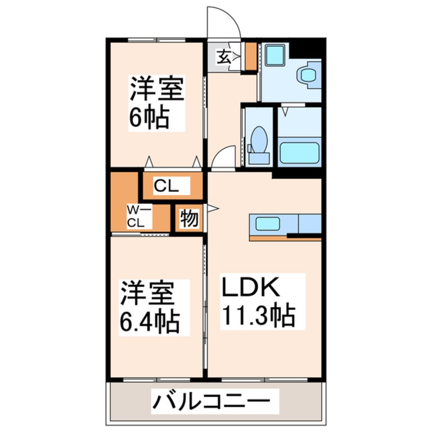 間取図 産交バス（熊本市周辺）/託麻団地入口 徒歩5分 2階 築5年