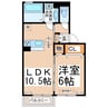 坪井サンハイツⅣ 1LDKの間取り