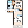 グランツェーレ熊本 1LDKの間取り