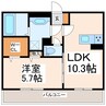 グランツェーレ熊本 1LDKの間取り