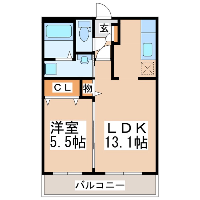 間取図 熊本市電Ａ系統<熊本市交通局>/神水交差点駅 徒歩3分 1階 築6年