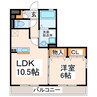 メゾン木棉葉 1LDKの間取り