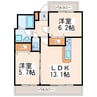 クロノス30新町Ⅱ 2LDKの間取り
