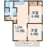 アネスト国府 2LDKの間取り