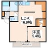 モダニティ八分字 1LDKの間取り