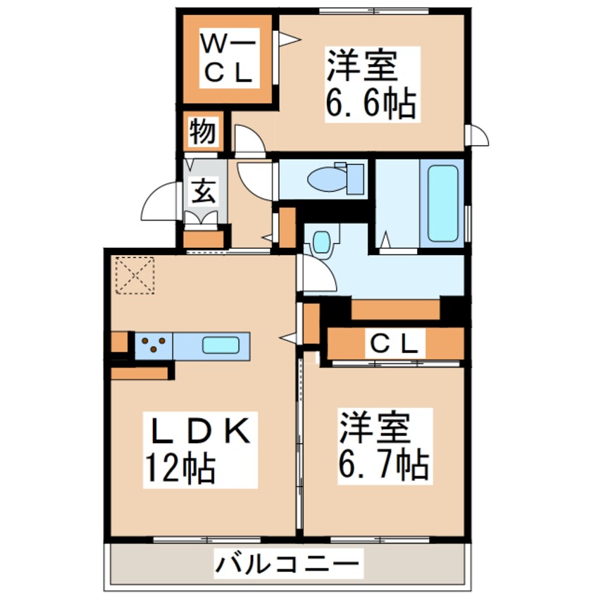 間取図 熊本都市バス（熊本市）/出水三丁目 徒歩8分 2階 築5年