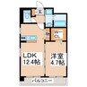 ステラ白山 1LDKの間取り