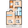 鹿児島本線/上熊本駅 徒歩5分 2階 建築中 2LDKの間取り