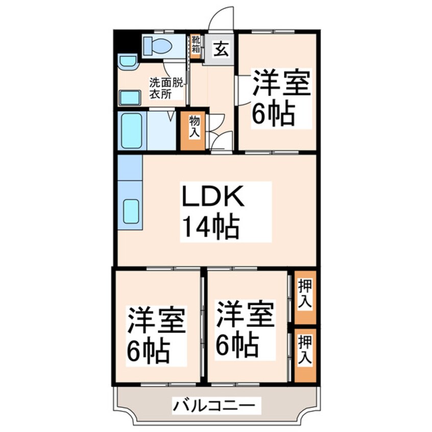 間取図 熊本市営バス/八王寺中央公園前 徒歩2分 4階 築34年