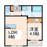 坪井6丁目新築アパート 1LDKの間取り
