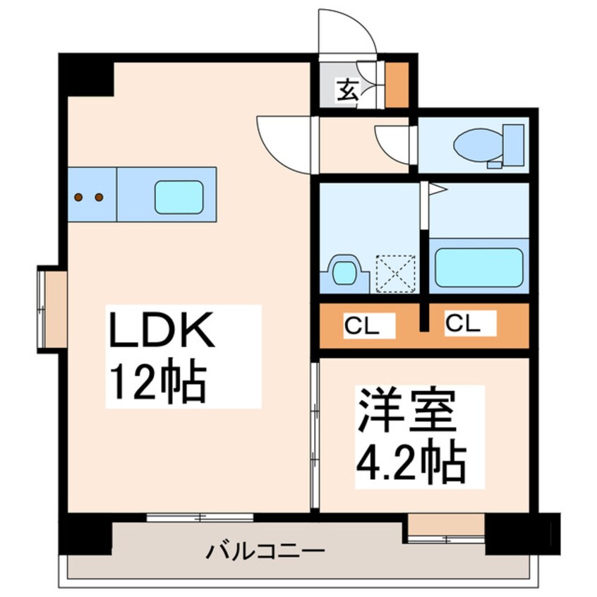 間取図 熊本市電Ａ系統<熊本市交通局>/辛島町駅 徒歩7分 6階 築11年