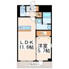 ロザリアン田迎 1LDKの間取り