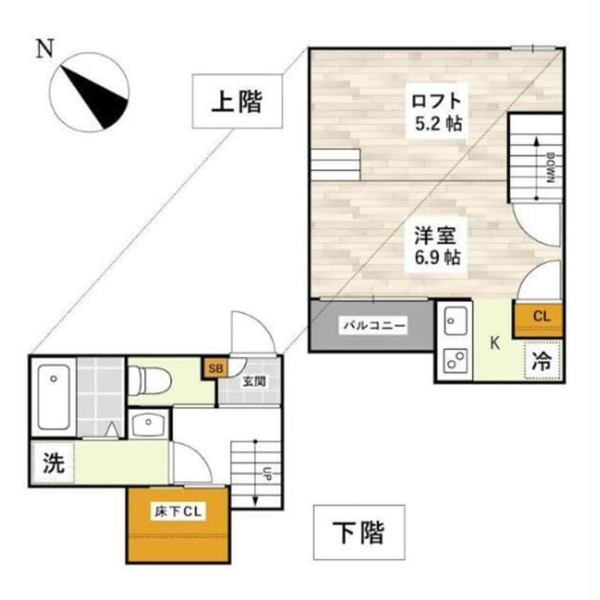 間取図 豊肥本線<阿蘇高原線>/東海学園前駅 徒歩8分 2階 1年未満