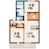 ハイムセラ出水 2LDKの間取り