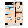 QREST熊本船場 2LDKの間取り