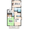 ディアス北門前 2LDKの間取り