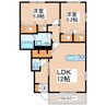 フィオレオ新屋敷 2LDKの間取り
