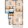 フィオレオ新屋敷 2LDKの間取り