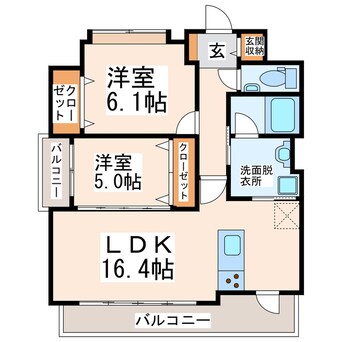 間取図 熊本市電Ａ系統<熊本市交通局>/交通局前駅 徒歩10分 5階 築5年