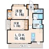 熊本市電Ａ系統<熊本市交通局>/交通局前駅 徒歩10分 5階 築5年 2LDKの間取り