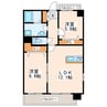 グランパーク渡鹿 2LDKの間取り