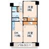 上水前寺クローバービル飛鳥 2DKの間取り