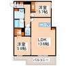 WithPlus上熊本駅前 2LDKの間取り