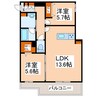WithPlus上熊本駅前 2LDKの間取り
