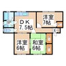 セントラルハイツアキモト 3DKの間取り