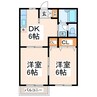 サンハイツヨシモト 2DKの間取り